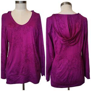 The North Face Women's Fuschia Pink Vaporwick Hooded Top w' Pockets Large